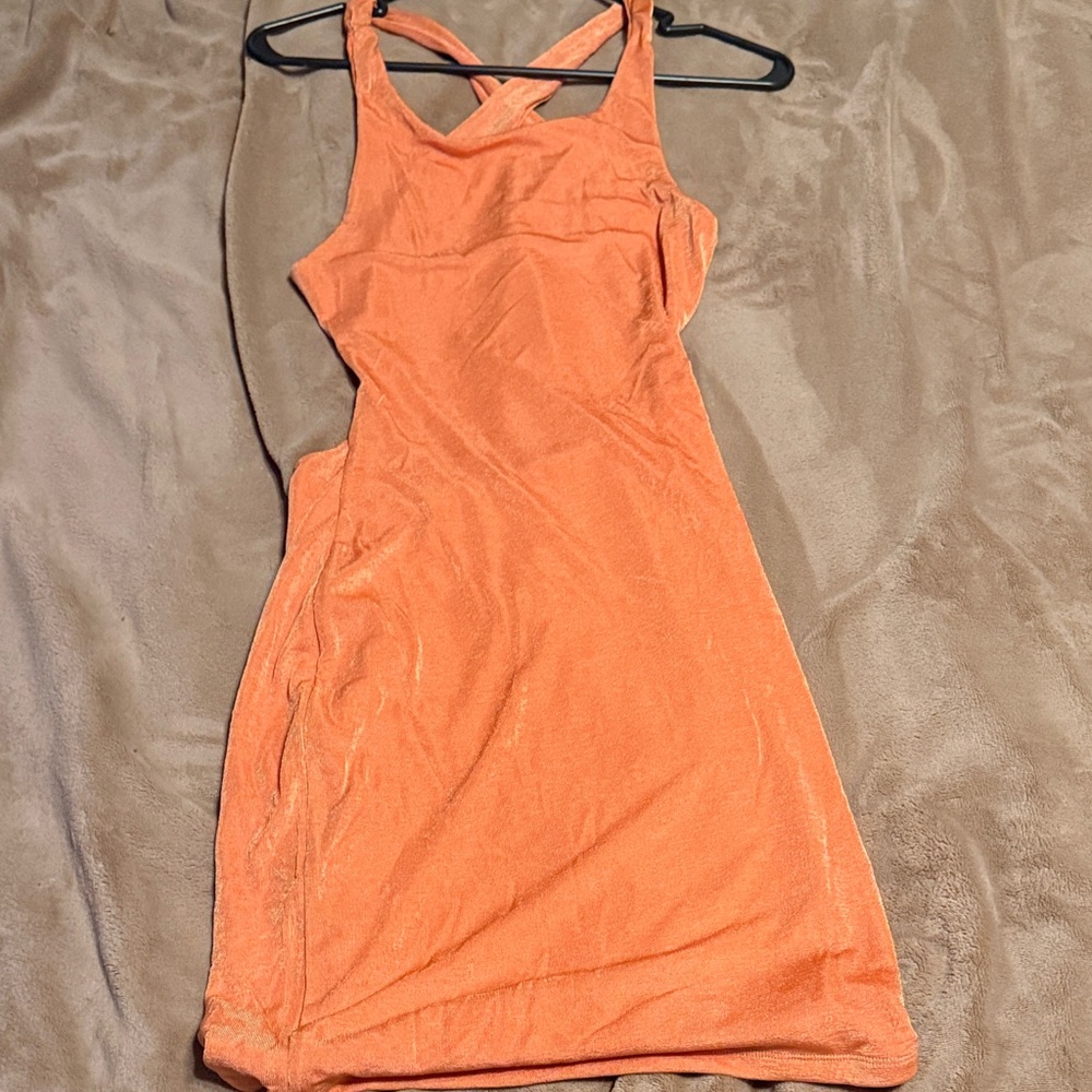 Orange Cross-Back Mini Dress